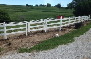 3 Rail White Vinyl Fence with Gothic Caps