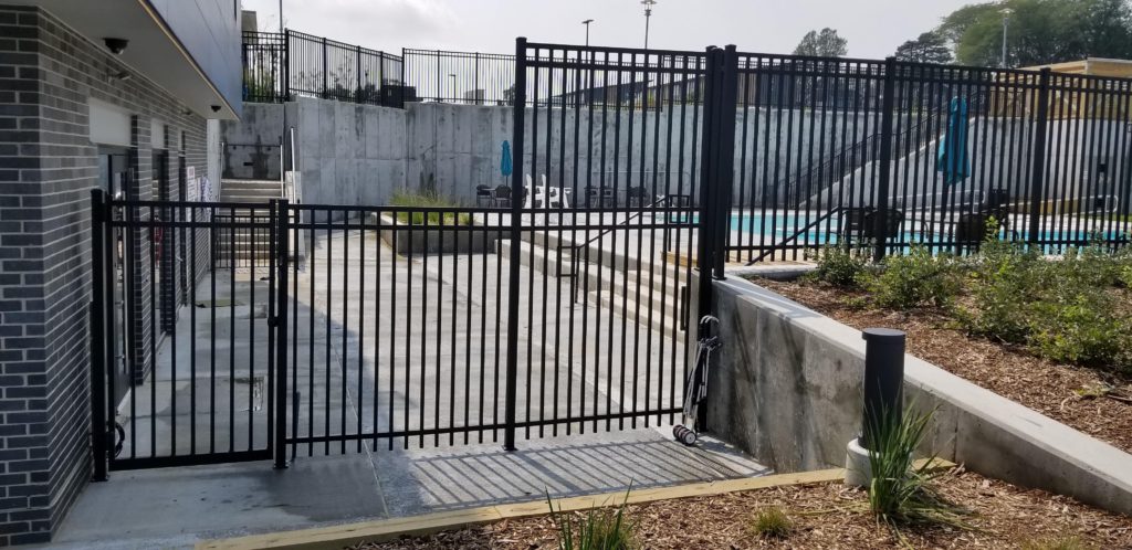 Commercial Courtyard Aluminum Fence around Pool Commercial Courtyard Aluminum Fence around Pool